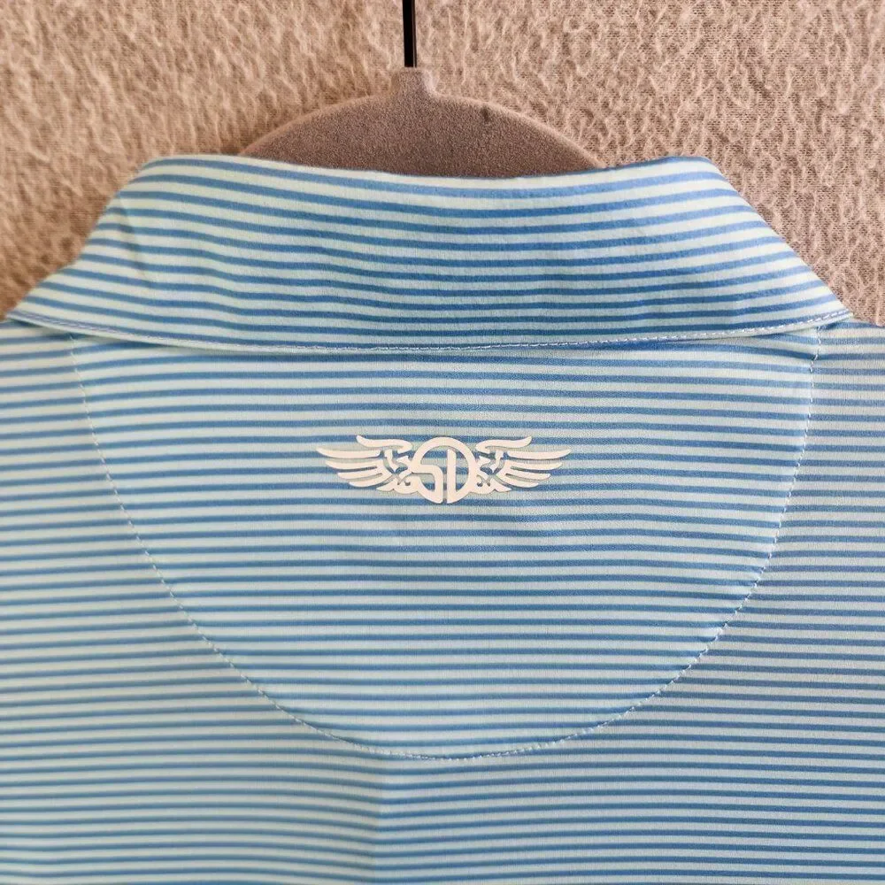 Straight Down Shirt Mens L Blue Striped Golf Performance Polo Ultralightweight - Picture 7 of 12